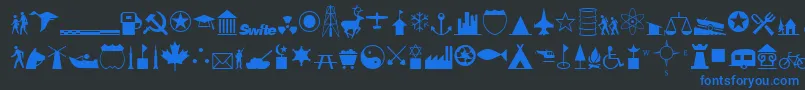 Fonte InternationalIconsA – fontes azuis em um fundo preto