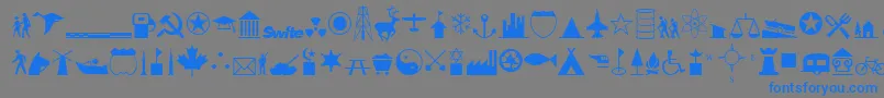 Fonte InternationalIconsA – fontes azuis em um fundo cinza