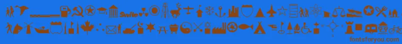 InternationalIconsA Font – Brown Fonts on Blue Background