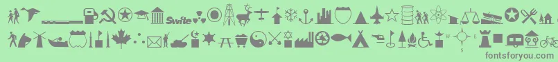 InternationalIconsA Font – Gray Fonts on Green Background