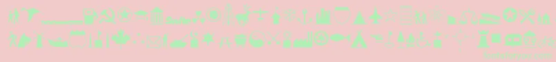 フォントInternationalIconsA – ピンクの背景に緑の文字