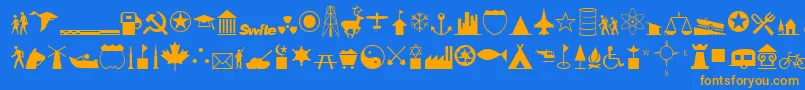 Fonte InternationalIconsA – fontes laranjas em um fundo azul