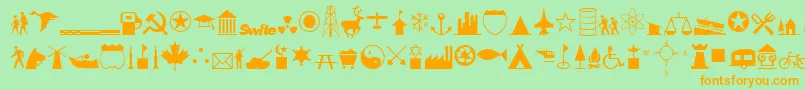 InternationalIconsA Font – Orange Fonts on Green Background