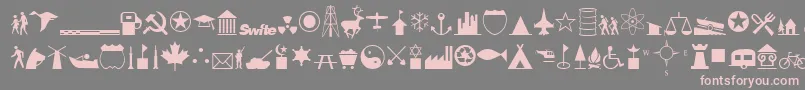 InternationalIconsA-Schriftart – Rosa Schriften auf grauem Hintergrund