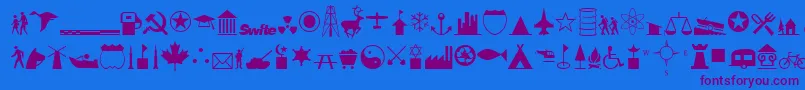 InternationalIconsA Font – Purple Fonts on Blue Background