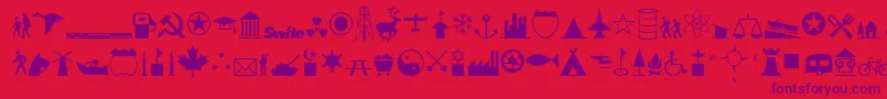 InternationalIconsA Font – Purple Fonts on Red Background