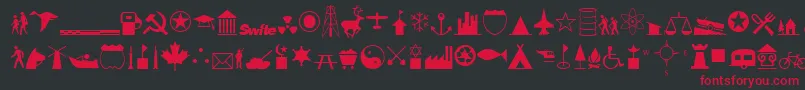 Czcionka InternationalIconsA – czerwone czcionki na czarnym tle