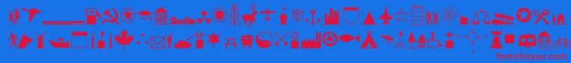 Шрифт InternationalIconsA – красные шрифты на синем фоне