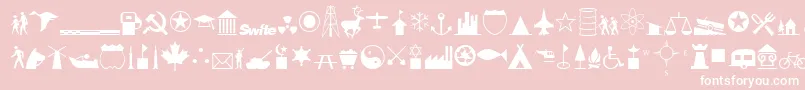 InternationalIconsA-Schriftart – Weiße Schriften auf rosa Hintergrund