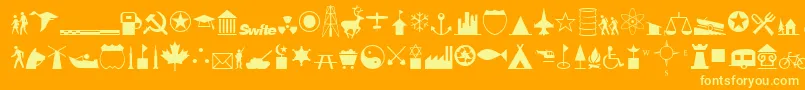 Czcionka InternationalIconsA – żółte czcionki na pomarańczowym tle