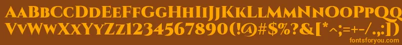 フォントCinzelBlack – オレンジ色の文字が茶色の背景にあります。