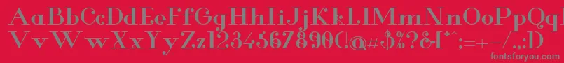 GlamorBoldextended-Schriftart – Graue Schriften auf rotem Hintergrund