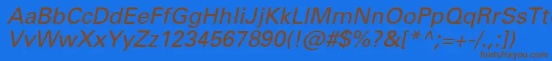 Czcionka NovaSsiItalic – brązowe czcionki na niebieskim tle