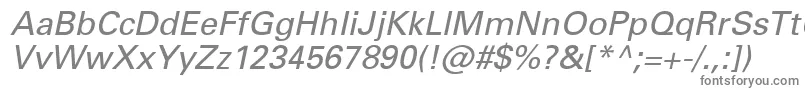 NovaSsiItalic-fontti – harmaat kirjasimet valkoisella taustalla