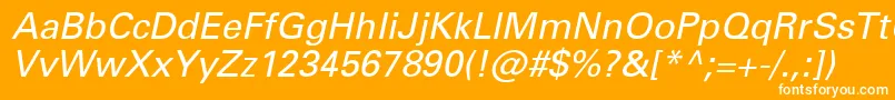 Weitere Informationen zur NovaSsiItalic-Schriftart NovaSsiItalic-Schriftart – Weiße Schriften auf orangefarbenem Hintergrund