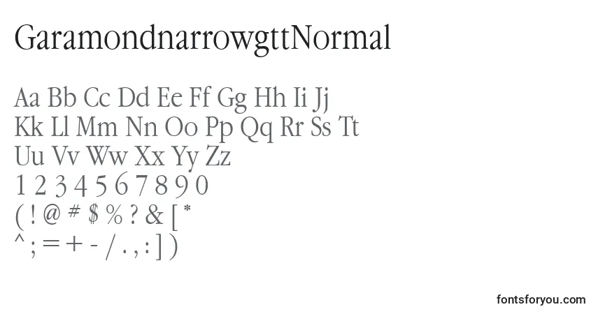 Fuente GaramondnarrowgttNormal - alfabeto, números, caracteres especiales