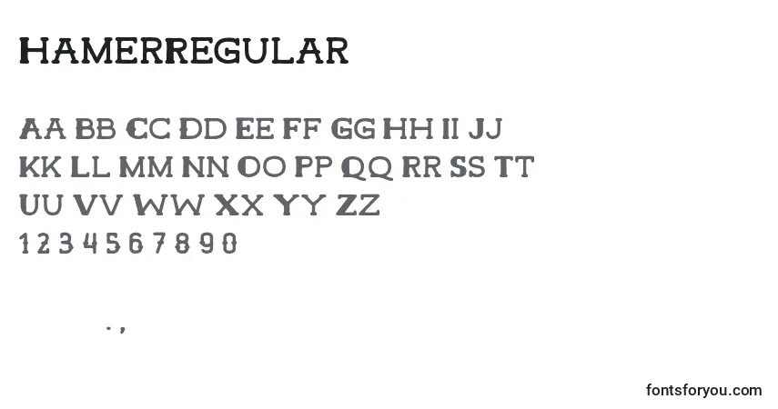 A fonte HamerRegular (17376) – alfabeto, números, caracteres especiais