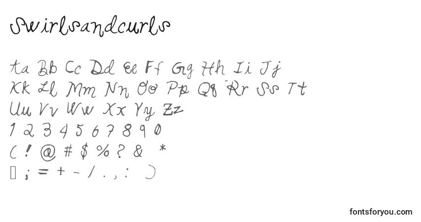 Schriftart Swirlsandcurls – Alphabet, Zahlen, spezielle Symbole
