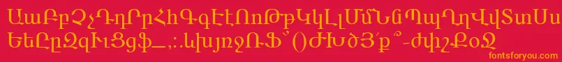 フォントArarat – 赤い背景にオレンジの文字