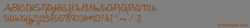 Fonte HoneyScriptSemibold – fontes marrons em um fundo cinza