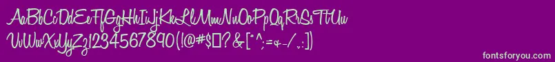 HoneyScriptSemibold-fontti – vihreät fontit violetilla taustalla