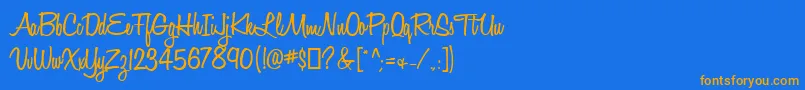 HoneyScriptSemibold-fontti – oranssit fontit sinisellä taustalla