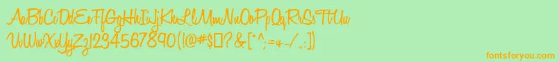 Fonte HoneyScriptSemibold – fontes laranjas em um fundo verde