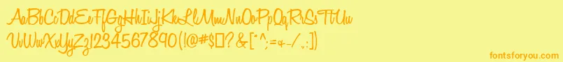 HoneyScriptSemibold-fontti – oranssit fontit keltaisella taustalla