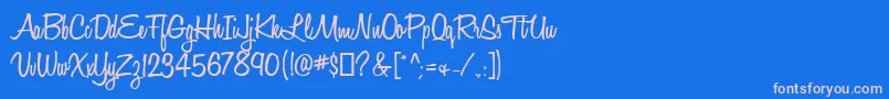 HoneyScriptSemibold-fontti – vaaleanpunaiset fontit sinisellä taustalla