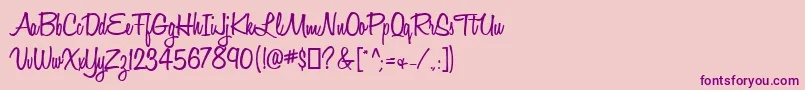 HoneyScriptSemibold-fontti – violetit fontit vaaleanpunaisella taustalla