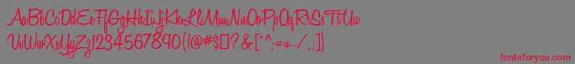 HoneyScriptSemibold-fontti – punaiset fontit harmaalla taustalla