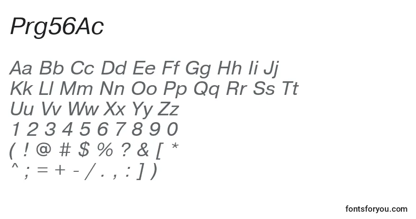 Prg56Ac-fontti – aakkoset, numerot, erikoismerkit