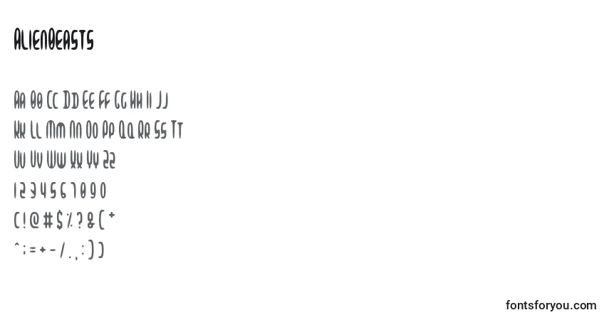 AlienBeasts-fontti – aakkoset, numerot, erikoismerkit