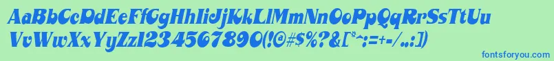 Czcionka MahaneyItalic – niebieskie czcionki na zielonym tle