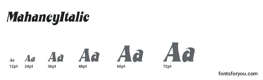 MahaneyItalic Font Sizes