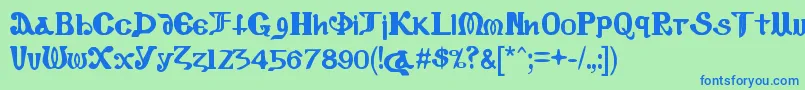 CopticEyesLatinLetters Font – Blue Fonts on Green Background