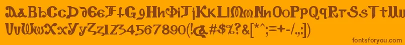 Fonte CopticEyesLatinLetters – fontes marrons em um fundo laranja