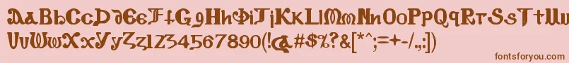 CopticEyesLatinLetters-Schriftart – Braune Schriften auf rosa Hintergrund