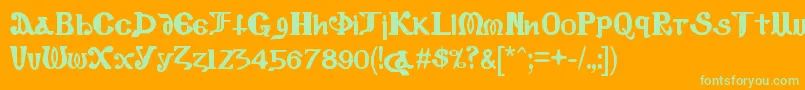 フォントCopticEyesLatinLetters – オレンジの背景に緑のフォント