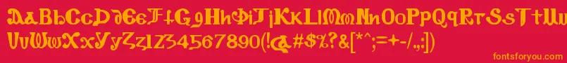 CopticEyesLatinLetters Font – Orange Fonts on Red Background