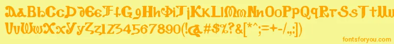 CopticEyesLatinLetters-Schriftart – Orangefarbene Schriften auf gelbem Hintergrund