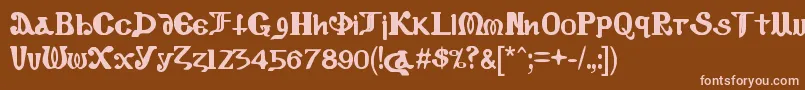 フォントCopticEyesLatinLetters – 茶色の背景にピンクのフォント