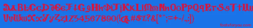 CopticEyesLatinLetters Font – Red Fonts on Blue Background