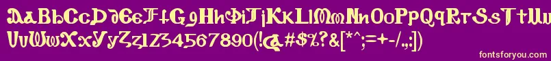 CopticEyesLatinLetters-fontti – keltaiset fontit violetilla taustalla