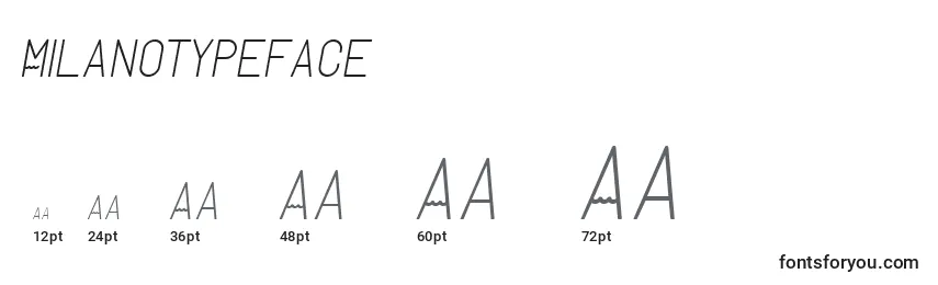 Размеры шрифта MilanoTypeface