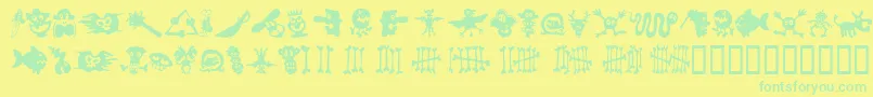 SamsDingbatsNo1 Font – Green Fonts on Yellow Background