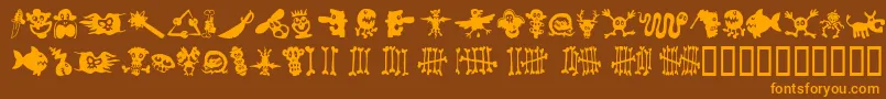 SamsDingbatsNo1-Schriftart – Orangefarbene Schriften auf braunem Hintergrund