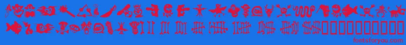 SamsDingbatsNo1 Font – Red Fonts on Blue Background