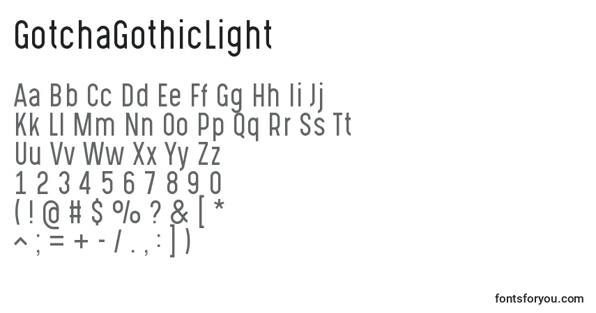 Шрифт GotchaGothicLight – алфавит, цифры, специальные символы