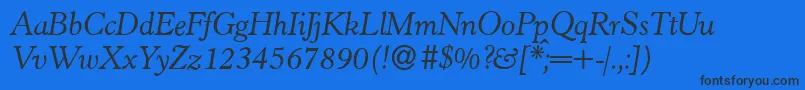 フォントH790RomanItalic – 黒い文字の青い背景